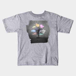 Pastel Clouds on Bare Tree Fantasy Kids T-Shirt